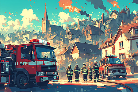 城市中的消防英雄图片