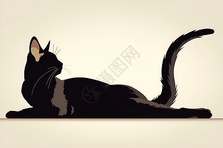 一只趴着的黑猫图片