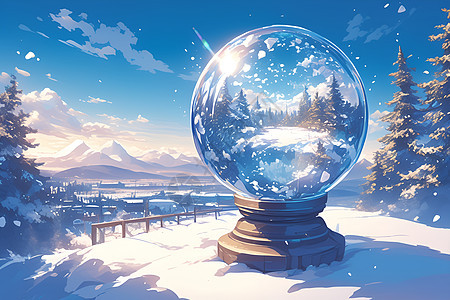 魔法雪景插画图片