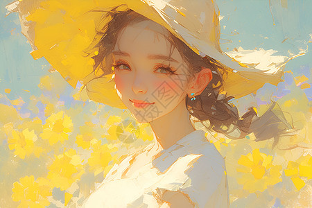 阳光少女与向日葵图片
