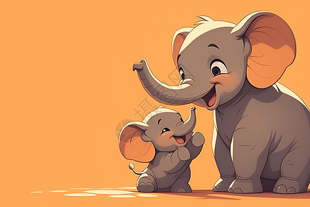 幸福大象爸爸和宝宝图片