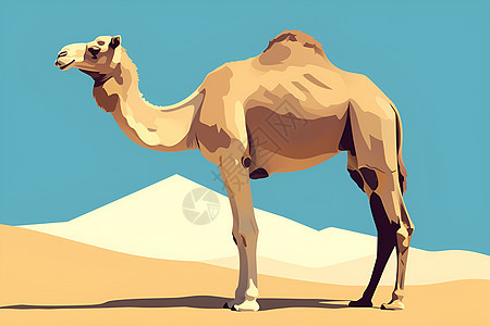 站立在沙漠中的骆驼图片