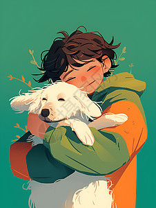 抱着小狗的男孩图片