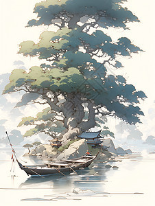 树木和船只图片