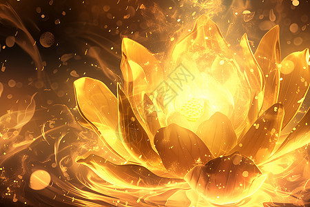 火焰中的黄金莲花图片