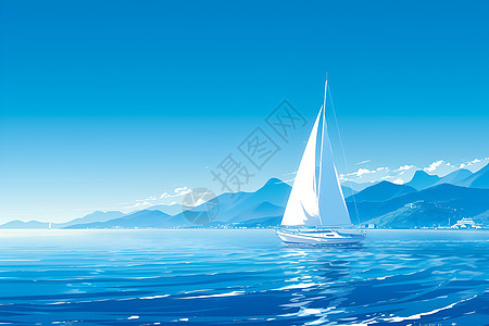 宁静海面上的帆船图片