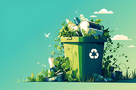 环保绿色垃圾桶图片