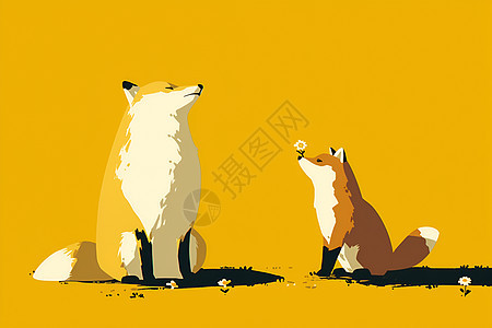 狐狸的简约插画图片