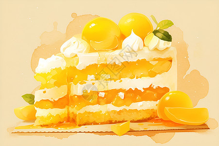 美味新鲜的芒果蛋糕图片