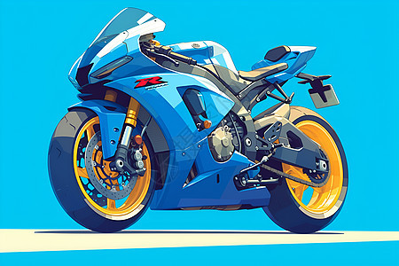 蓝色摩托车的简洁设计图片