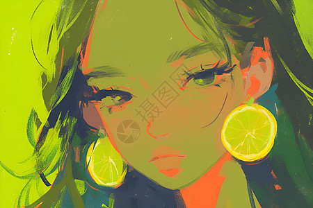 女孩的柠檬耳环图片