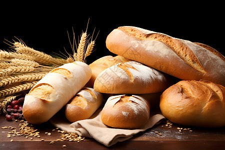 美味面包与麦穗相伴图片