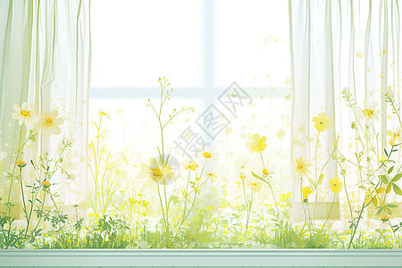 窗台上的花朵图片