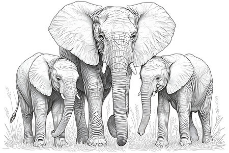 简约的大象插画图片