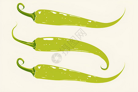 三个绿色的辣椒图片