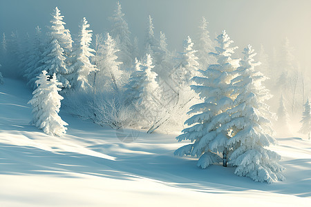 光影下的雪景图片