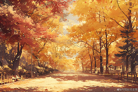 秋日静谧的街道图片