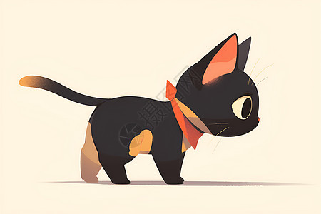 黑猫戴红色领结图片