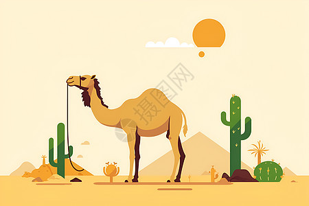 骆驼和仙人掌图片