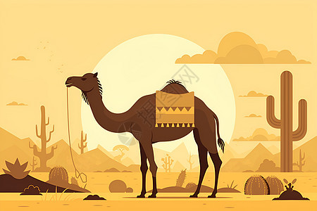 寂静沙漠的骆驼图片