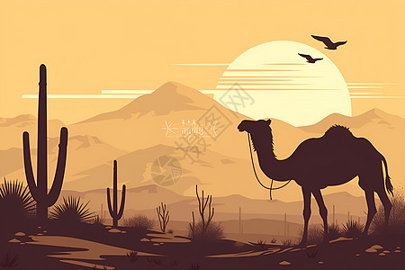 骆驼孤独的在沙漠中图片
