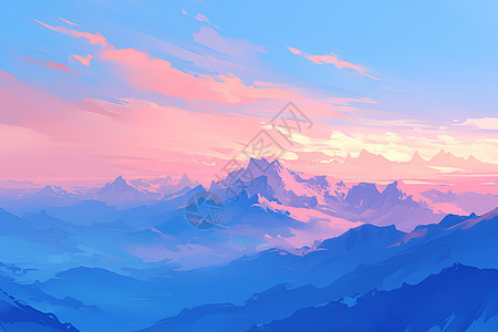 蓝天下连绵的山脉图片
