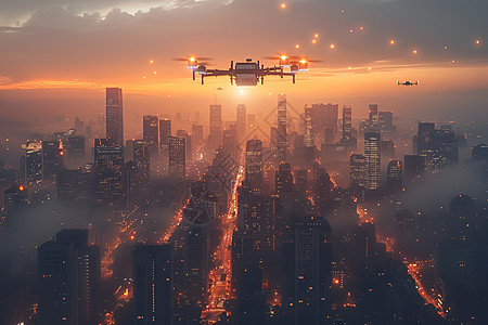 城市上的无人机图片