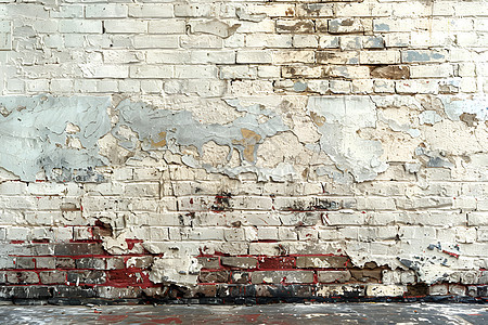街角破旧白砖墙图片
