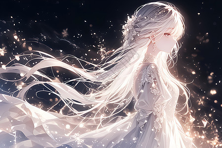 白色长发的仙女图片