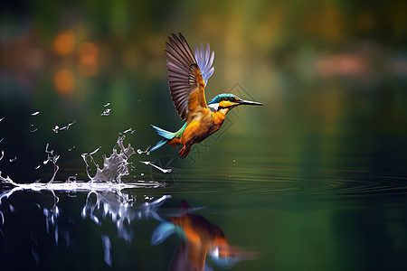 鸟儿飞翔在水面上图片