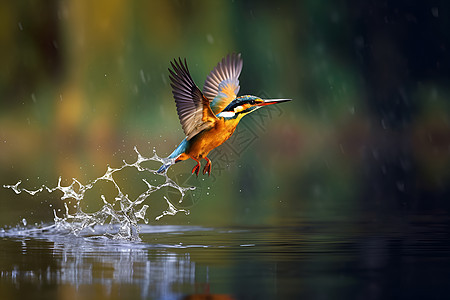 飞过水面的小鸟图片