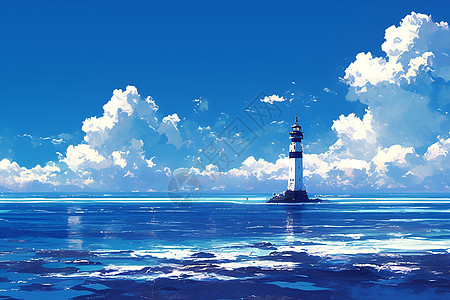 浩瀚海洋上的壮丽灯塔图片