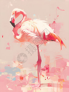 一只粉色火烈鸟图片