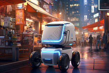 智能机器人在街道上图片