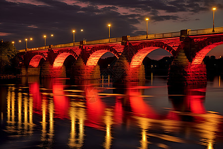 夜幕下的红桥图片