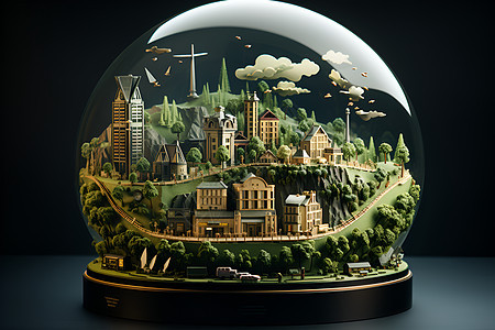 玻璃球中的城市图片