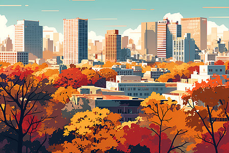 秋天的城市风景图片