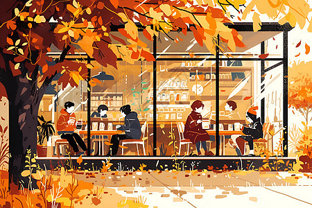 秋日咖啡馆图片