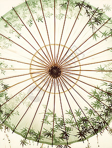 绿色竹纹的油纸伞图片