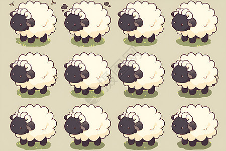 一群可爱的小绵羊图片