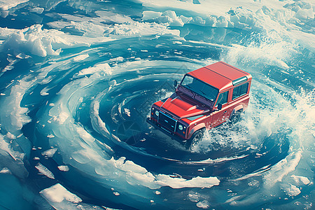 冰雪中的吉普车图片