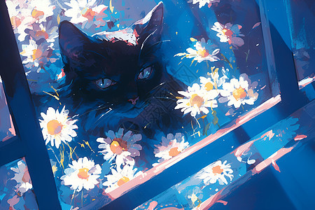 猫咪和花朵图片