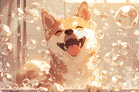 可爱柴犬在阳光里沐浴图片