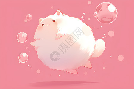 浮空徐行的粉色胖猫图片
