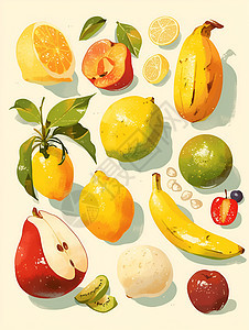 美味的水果插画图片