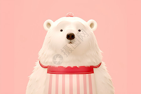 北极熊穿着粉色围裙图片