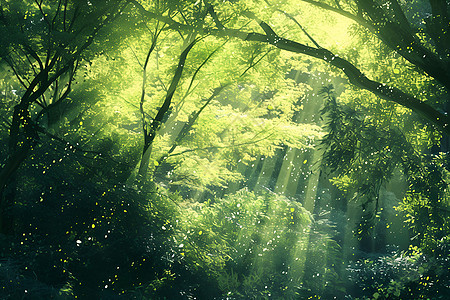 神秘的森林光影图片
