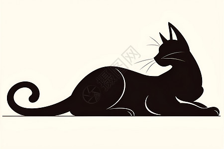 黑猫独坐白色背景图片