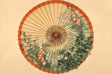 复古花纹的纸伞图片