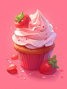 甜点上的草莓和奶油图片